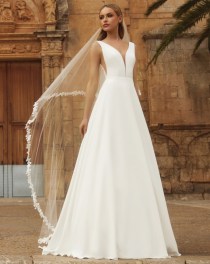 Georgette mouwloos bruidjurk