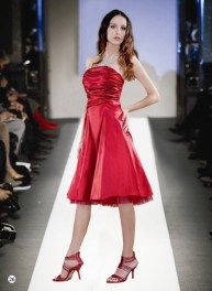 Red strapless cocktail dress