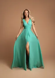 Olijfgroen lange galajurk