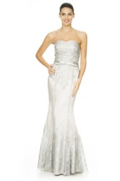 Strapless satin lace gown