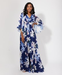 Marineblauwe kimono jurk